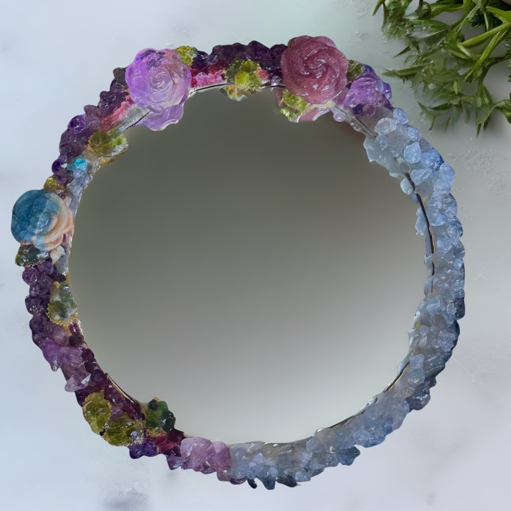 Aphrodite’s Garden Crystal Gemstone Adorned Mirror